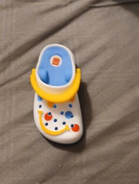 CROCS White Clog with Blue Footbed and Yellow Strap